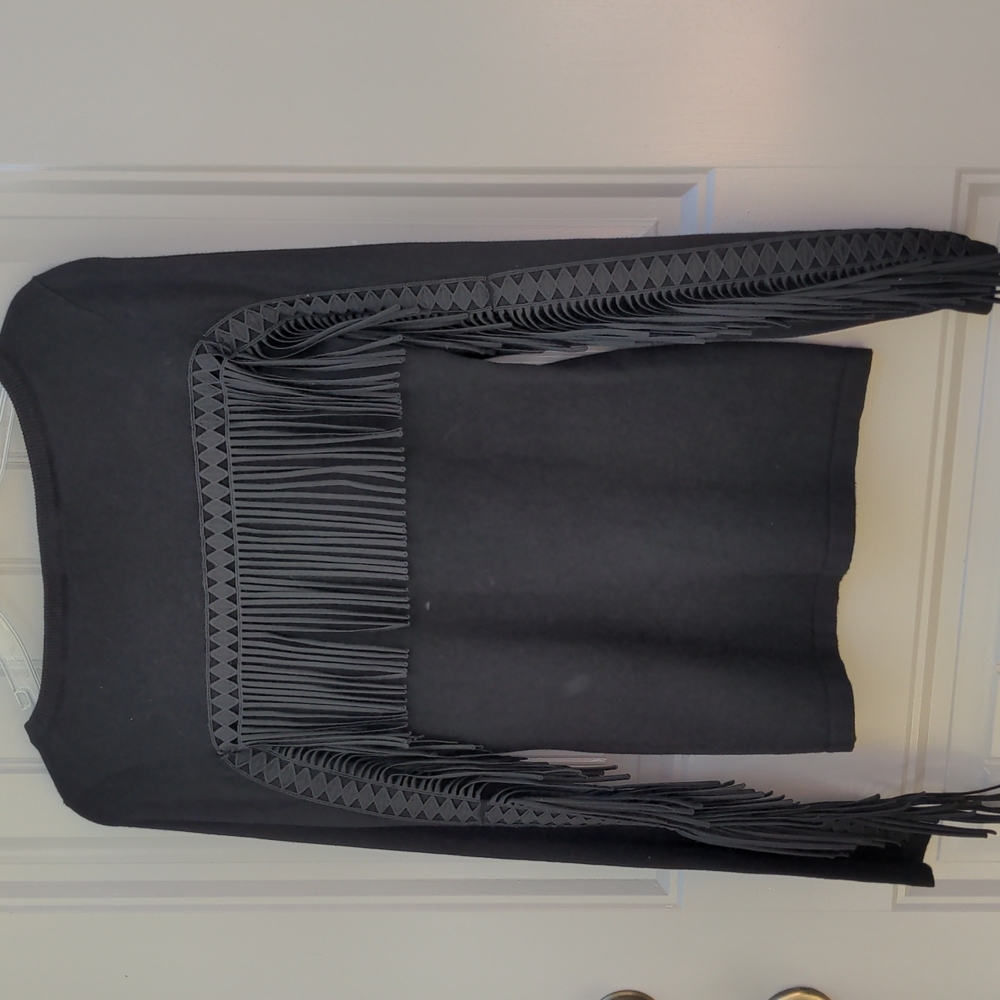 I.N.C. Black Fringe Sweater XS-S